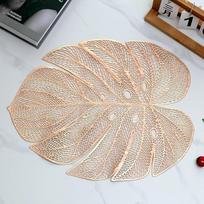 AMDXD 6 kilimėlių rinkinys Plaunamas modernus PVC stalo kilimėlis Boho lapų neslystantis stalo padėkliukų dekoravimas Rožinis auksas virtuvei Namų restoranas 36 x 46 cm