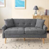 ANIROY Sofa lova, 2 vietų sofa, dvivietė sofa su pagalvėlėmis, moderni sofa svetainei, miegamajam, butui, šenilinis audinys, 162 x 74 x 77 cm (pilka)
