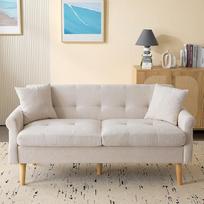 ANIROY Sofa lova, dvivietė sofa, dvivietė sofa su pagalvėlėmis, moderni sofa svetainei, miegamajam, butui, šenilinis audinys, 162 x 74 x 77 cm (smėlio spalvos)