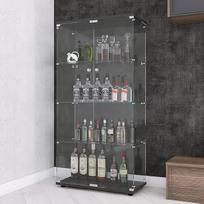 APRILSOUL S-B10400523D-DF-JRW-A Stiklinė vitrina, stiklas, juoda, 4 lentynos, dvigubos durys
