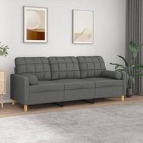 ARKEM 3-Sitzer-Sofa mit Kissen, Stoff, dunkelgrau, 180 cm, moderne 3-Sitzer-Sofas, Bett