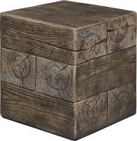Ball & Cast MgO Faux Wood Side Table Square Accent Stool Indoor Outdoor Magic Grey