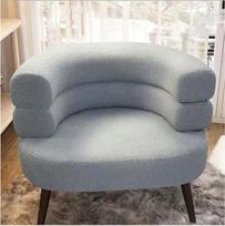 Baltas modernus akcento krėslas, minkšta šerpinė sofa svetainei, miegamajam, salonui ir biurui, išlenktas atlošas, patogi skaitymo kušetė (B)