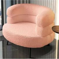 Baltas modernus akcento krėslas, minkšta šerpinė sofa svetainei, miegamajam, salonui ir biurui, išlenktas atlošas, patogi skaitymo kušetė (G)