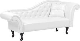 Beliani derliaus Chaise Longue Chesterfield dirbtinės odos mygtukas Tufting baltos spalvos lovatiesės
