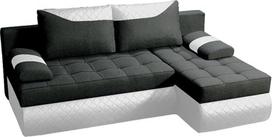 BROMARKT KASTELL Kampinė sofa lova L formos sofa lova Gyvenamasis peizažas Kairė/dešinė sofa, lovos dėžė, miego funkcija, daug spalvų variantų (dešinė, "Rino 97" + "Madryt Pik 920" - juoda, H 80 x D 141 x W 200 cm)
