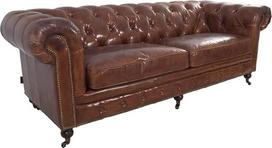 Chesterfield 2 sėdimų vietų natūralios odos sofa-lova Vintage cigarų odos tamsiai rudos spalvos