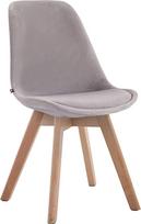 CLP Borneo Velvet Retro kėdė su aukštos kokybės paminkštinimu, atlošiama kėdė su tvirtu mediniu rėmu, sėdynės aukštis: 47 cm, spalva: Pilka, rėmo spalva: natūralus rėmas.