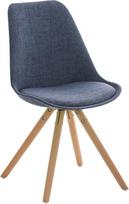 CLP PEGLEG Retro kėdė su medžiaginiu užvalkalu, paminkštinta kėdė su medinėmis kojomis ir 46 cm aukščio sėdyne, spalva: mėlyna, rėmo spalva: natūrali