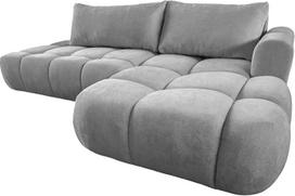 COMFORTINO FURNITURE "Luna" L formos kampinė sofa su miego funkcija, sofa-lova su lovos dėže, 3 vietų kampinė sofa, sofa-lova svetainei, didelė sofa-lova su miego funkcija (šviesiai pilka, otomanas)