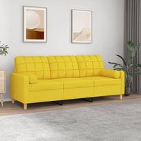 Cozynest 3 sėdimos sofos su dekoratyvinėmis pagalvėlėmis Šviesiai geltona 180 cm audinys