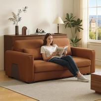 Didelė odinė 196 x 98 x 90 cm dydžio sofa, patogi dvivietė sofa su minkštu paminkštinimu ir porankiais, daug pagalvėlių, "Morden" sofa svetainei, biurui