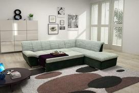 DOMO. kolekcija "Splash" kampinė sofa, sofa-lova, L-formos sofa, dešinysis otomanas - su lovos funkcija, 271 x 232 x 76 cm (plotis x gylis x aukštis), balta/pilka