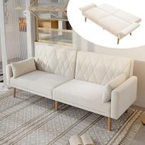 DRIXNO Dviejų vietų sofa, sofa lova su miego funkcija, aksomo audinio sofa lova, tinkama svetainei, miegamajam, namų kinui, svečių kambariui, smėlio spalvos