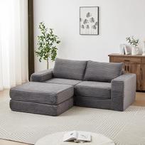 DRIXNO sulankstoma sofa-lova, "du viename", modulinė grindų sofa su dviem pagalvėlėmis, nuimamu kojų padėklu, 2 sėdimų vietų svečių lova, sulankstoma, skirta svetainei, miegamajam, kvadratiniai porankiai, pilka
