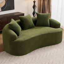 Dviejų vietų sofa, maža moderni sofa, 3 pagalvėlės, 153 cm, neremontuojama, idealiai tinka mažiems butams, studentų bendrabučiams ir biurams (žalia)