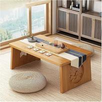 Ekologiškas mažas japoniško stiliaus arbatos staliukas Tatami kavos staliukas Žemas altoriaus stalas meditacijai, sėdėjimui ant grindų, valgymui ir dvasinėms praktikoms (spalva: mediena, dydis