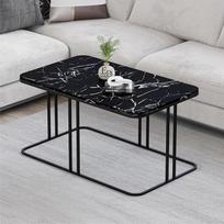EMIDECO juodo marmuro kavos staliukas 100x60cm Metalinės kojos Šiuolaikinis elegantiškas stalviršis 18mm Sunkiasvoris Greitas surinkimas Puikiai tinka gyvenamajam kambariui