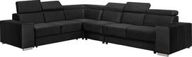 FORNIRO "Alma" kampinė L formos sofa su miego funkcija - 330 x 265 x 85 cm - juoda - modernus svetainės peizažas su reguliuojamais galvos atlošais - tvirta konstrukcija, didelis sėdėjimo komfortas - daug spalvų audinys