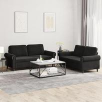 Gecheer 2 dalių sofos komplektas su pagalvėlėmis Fotelis Kėdė su pagalvėle Sofa Svetainės sofos sofos komplektas Dizainerių sofos sėdimieji baldai Minkšti baldai Juodas aksomas