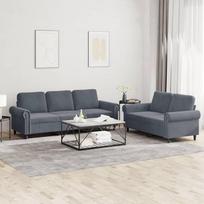 Gecheer 2 dalių sofos komplektas su pagalvėlėmis Fotelis Kėdė su pagalvėlėmis Sofa Svetainės sofos sofos komplektas Dizainerių sofos sėdimieji baldai Minkšti baldai Tamsiai pilkas aksomas 1 tipas