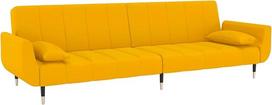 Gecheer Sofa lova 2-vietė su 2 pagalvėlėmis Sofa miego funkcija Sofa lova Biuro baldai Sofa lova Svečių lova Dienos lova Dviaukštė lova Dvigulė lova Minkšta sofa Sofos komplektas Sofos komplektas Namų baldai, geltonos spalvos