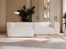 GRAINGOLD "Landi" kampinė sofa, 248 x 180 cm, "L" formos sofa, kampinė svetainės sofa, virvės audinys, 4 sėdimų vietų kampinė sofa, modernus dizainas (kreminė, kairė)