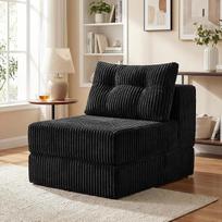 GRAVFORCE Sulankstoma sofa lova su pagalvėle Miegamoji kėdė su nugaros atrama Sulankstomas čiužinys Be kaulų Svečių lova Grindų sofa Svetainės miegamasis Juoda
