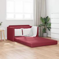 Grindų sofa lova 2-in-1 Vyno raudona 124 x 71 x 78 cm dirbtinės odos mini sofa svetainei, namų biurui