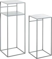 HAKU šoniniai staliukai 2 pilkos spalvos metalinių kavos staliukų rinkinys Maži matmenys W 26/30 x H 63/85 x D 26/30 cm Stilius: Modernus