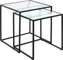 HAKU šoninis staliukas 2 vnt. juodo metalo kavos staliukas Saugus stiklas 5 mm Matmenys W 40/45 x H 44/49 x D 40/45 cm Stilius: Modernus