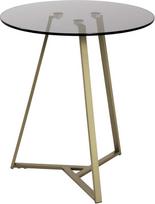 HAKU šoninis staliukas Apvalus auksinis pilkas metalinis staliukas su 8 mm apsauginiu stiklu Matmenys Aukštis 50 x Skersmuo 45 cm Stilius: Art Deco stilius