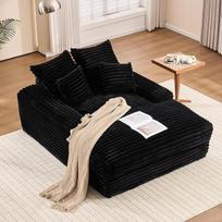 HAUSPROFI Laidinė sofa-lova "Debesis" su 4 pagalvėlėmis, sofa su miego funkcija, sofa be kaulų svetainei, miegamajam ir namų kinui, nereikia surinkti (juoda, 175 x 137 x 53 cm)