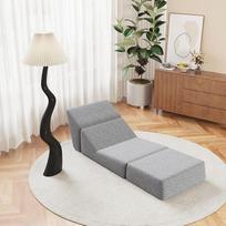 HAUSPROFI sulankstoma sofa, maža sofa-lova suaugusiesiems, sulankstoma sofa-lova, šezlongas, transformuojama putų grindų sofa, mini sofa (pilka, 182,5 x 51,5 x 22,2 cm)