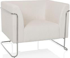 hjh OFFICE "Curacao Corduroy Lounge Chair" - madingo dizaino 1 sėdimos vietos šiuolaikinė sofa su patogiu paminkštinimu, pagaminta iš patvaraus velveto audinio, balta