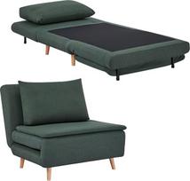 HOMCOM miegamasis krėslas, itin plati sofa-lova su lovos funkcija, juosmens pagalvėlė, 3-in-1, sulankstoma, 191 x 95 cm, atlošiama kėdė su reguliuojamu atlošu, lininis šezlongas svetainei, tamsiai žalias