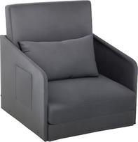 HOMCOM Sofa lova Viengulė sofa lova Skalbiamas užvalkalas 2 šoninės kišenės Pagalvėlė Metalinė pilka 70 x 76 x 77 cm