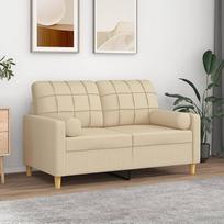 Homgoday 2 vietų sofa su kreminėmis pagalvėlėmis 120 cm audinys Lauko sodo lova Sofa Sofa Sodo sofa Svetainės sofa Terasa Lauko baldai