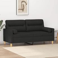 Homgoday 2 vietų sofa su pagalvėle Juoda 140 cm audinio lauko sodo lova Sofa Sofa Sofa Sodo sofa Svetainės sofa Terasa Lauko baldai FF