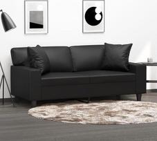 Homgoday 2 vietų sofa su pagalvėle Juoda 140 cm dirbtinės odos lauko sodo lova Sofa Sofa Sodo sofa Svetainės sofa Terasa Lauko baldai dd