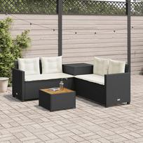 Homgoday 369036 Sodo sofa "L" formos sofa su L formos pagalvėle Juoda polietileno rotango sodo baldų sofa sofa kušetė terasos baldai
