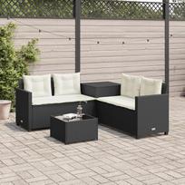 Homgoday 369027 Sodo sofa Lounge sofa su L formos pagalvėle Juoda polietileno rotango sodo baldai Sofa Sofa Couch Patio baldai