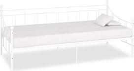 Homgoday Baltas metalinis lovos rėmas 90 x 200 cm Dormeuse sofa lova Šiuolaikinė sofa Lauko sodo poilsio sofa Lauko baldai Lauko baldai Sodo baldai