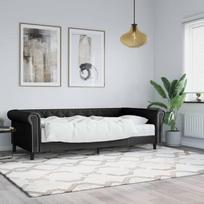Homgoday Dienos lova su čiužiniu, sofa, sofa, sofa lova, funkcinė lova, sofos lovos rėmas, svečių lova, juoda, 90 x 200 cm, dirbtinė oda