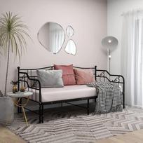 Homgoday Išskleidžiama sofa lova rėmas Sofa lova Dienos lova Sofa lova Svečių lova Metalinė lova Funkcinė lova Sofa lova svečių kambariui Svetainė Juodas metalas 90 x 200 cm