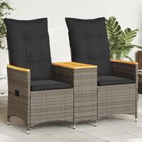 Homgoday Lauko sofa Sodo sofa pakreipiama 2 vietų stalas Pilka poliuretano lova Sofa sofa Sodo sofa Svetainės sofa Patio lauko baldai