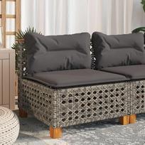 Homgoday Lauko sofos Sodo sofa be porankių su pagalve Pilka polietileno rotango lova Sofa Sofa Sodo sofa Svetainės sofa Terasa Lauko baldai