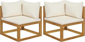 Homgoday Modulinės kampinės sofos 2 pakuotės su kietos akacijos medienos pagalvėlėmis Lauko sofa Sofa Sodo sofa Svetainės sofa Patio lauko baldai i1