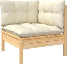 Homgoday Sodo kampinė sofa su pagalvėle Kreminė pušies masyvo sofos Lauko sofa Sofa Sodo sofa Svetainės sofa Terasa Lauko baldai