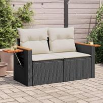 Homgoday Sodo sofa su pagalve 2 sėdimos vietos juoda polietileno rotango lauko sodo lova sofa sofa sodo sofa svetainės kambario terasa lauko baldai Z1